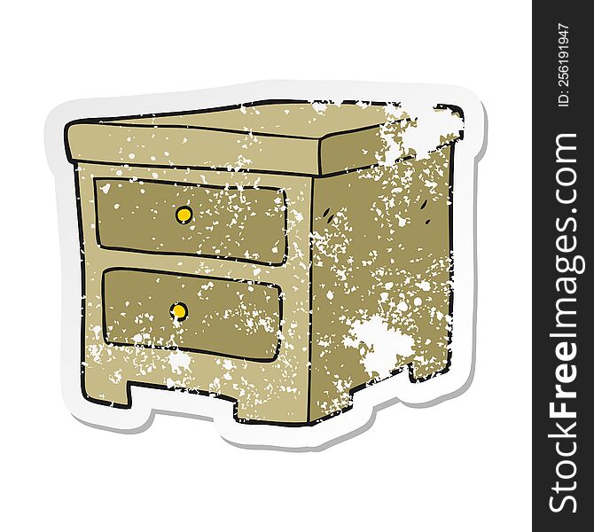 retro distressed sticker of a cartoon chest of drawers