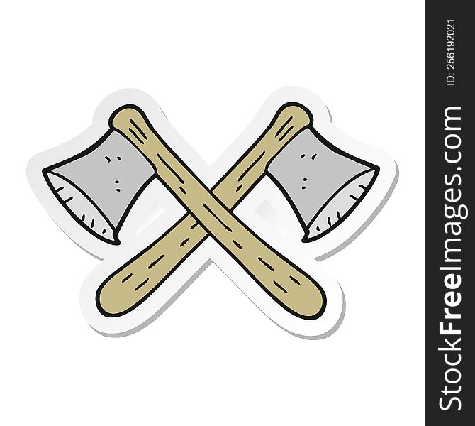 sticker of a cartoon crossed axes