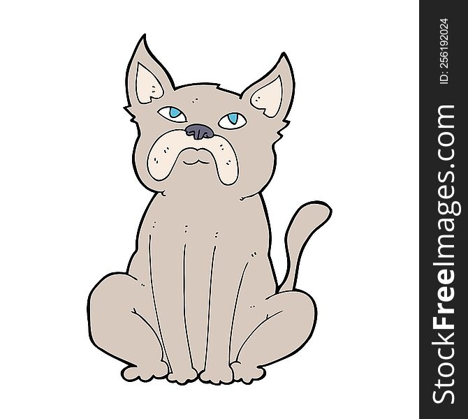 cartoon grumpy little dog