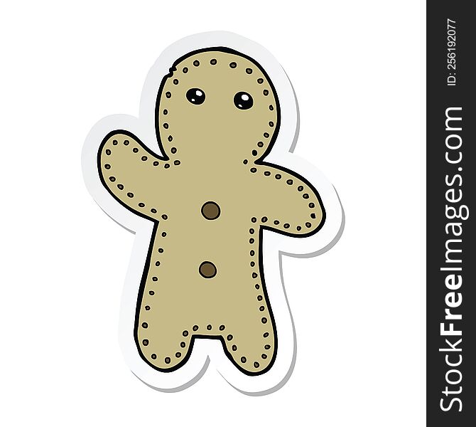 sticker of a cartoon gingerbread man