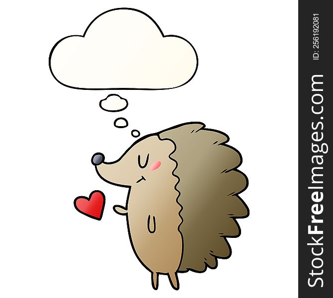 cute cartoon hedgehog with thought bubble in smooth gradient style