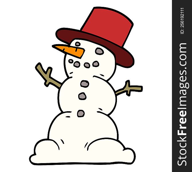cartoon doodle snowman