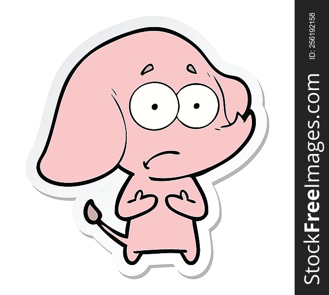 Sticker Of A Cartoon Unsure Elephant