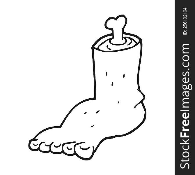 Black And White Cartoon Severed Foot