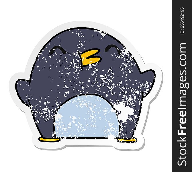 Distressed Sticker Cartoon Cute Kawaii Happy Penguin