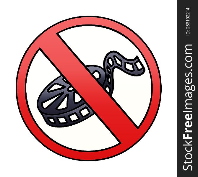 gradient shaded cartoon of a no movies allowed sign