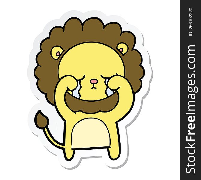 Sticker Of A Crying Cartoon Lion