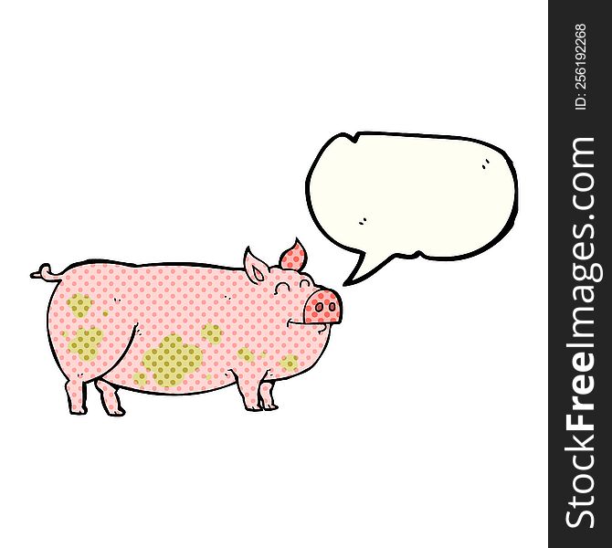 Comic Book Speech Bubble Cartoon Muddy Pig