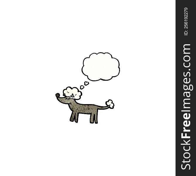 Cartoon Poodle With Thought Bubble