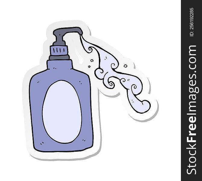 sticker of a cartoon hand soap squirting