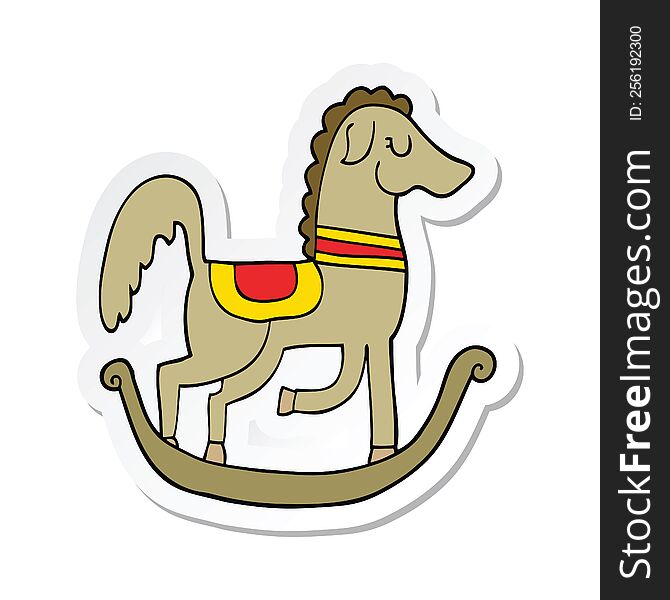 Sticker Of A Cartoon Rocking Horse