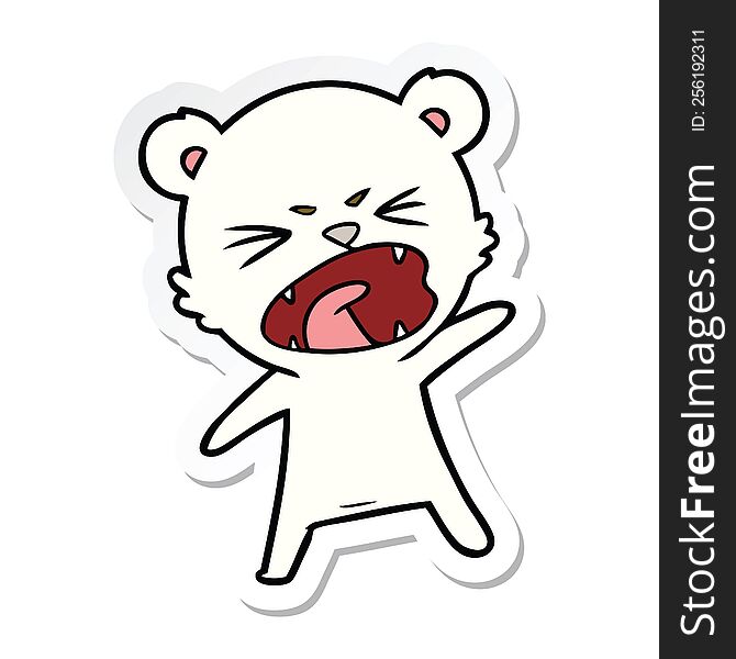 Sticker Of A Angry Cartoon Polar Bear