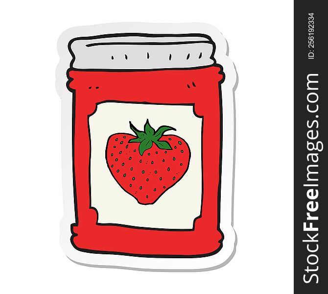 sticker of a cartoon strawberry jam jar