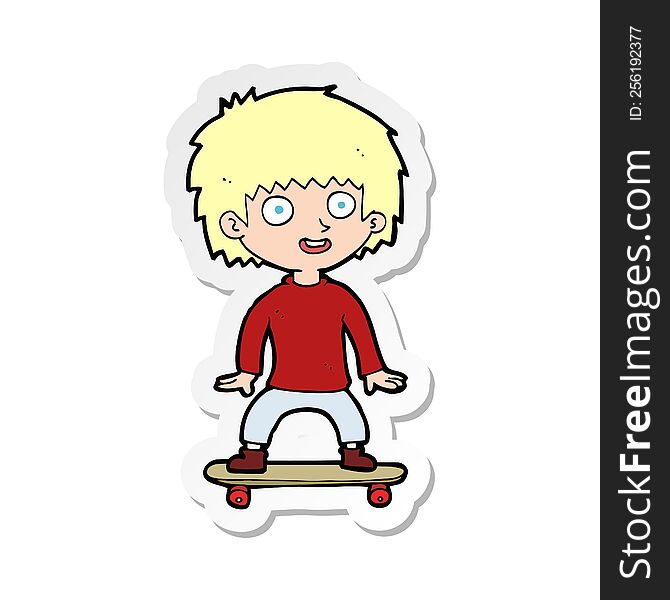 sticker of a cartoon boy on skateboard