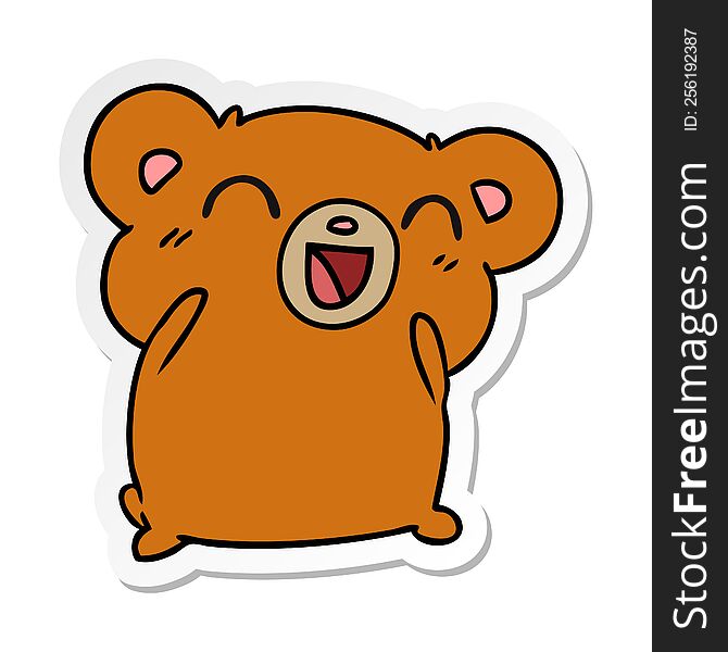 sticker cartoon illustration kawaii cute teddy bear. sticker cartoon illustration kawaii cute teddy bear