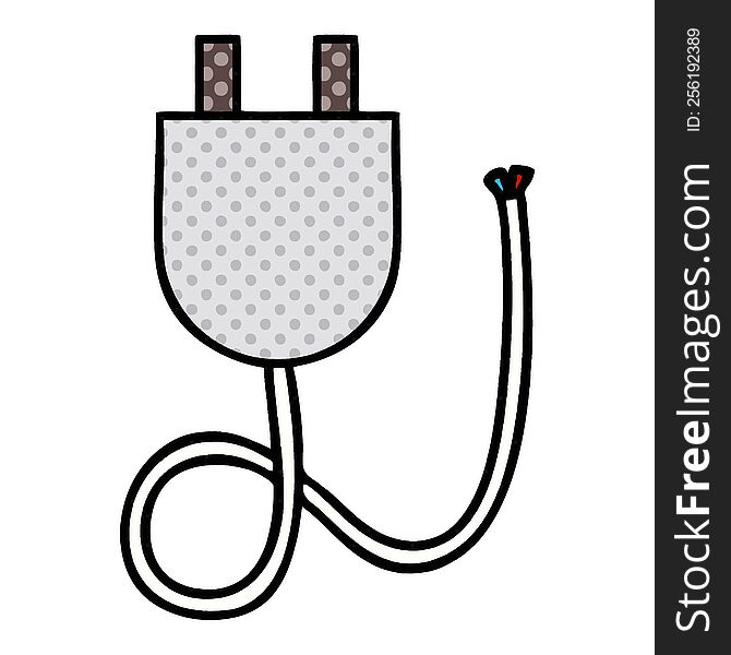 comic book style cartoon of a electrical plug