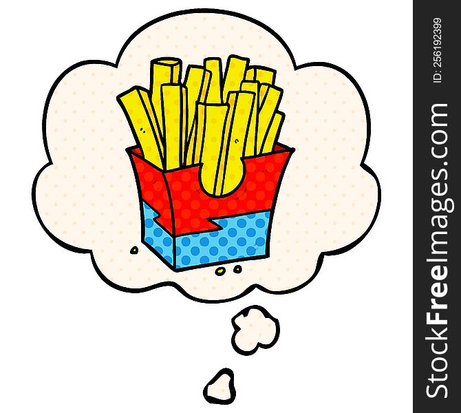 Cartoon Fries And Thought Bubble In Comic Book Style
