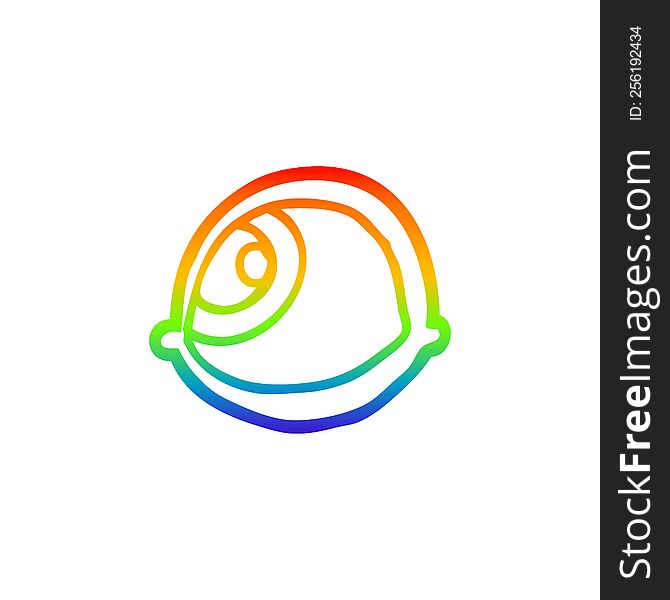rainbow gradient line drawing of a spooky staring eyeball cartoon