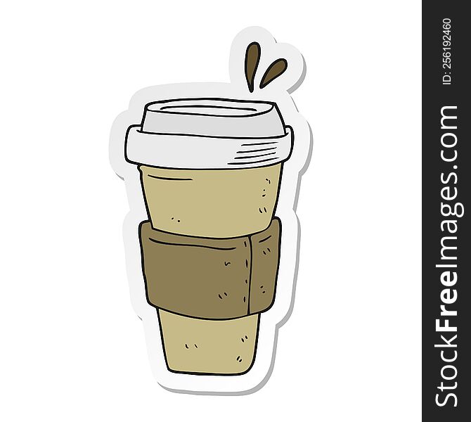 Sticker Of A Cartoon Coffee Cup