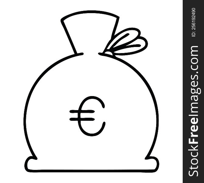 Line Drawing Cartoon Bag Of Money