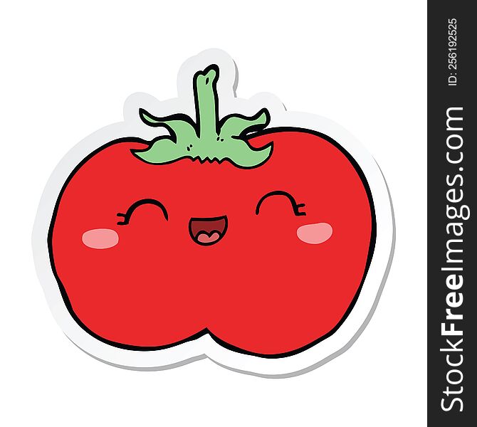 sticker of a cartoon tomato