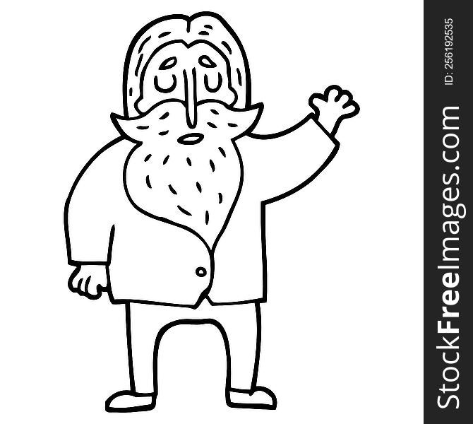 line drawing cartoon bearded man