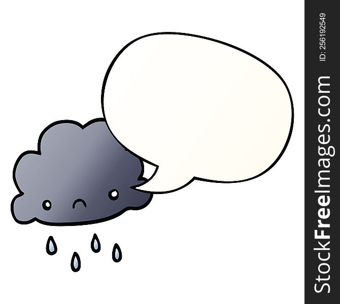 cartoon storm cloud and speech bubble in smooth gradient style