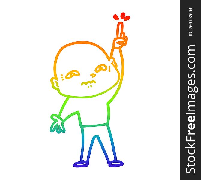 Rainbow Gradient Line Drawing Nervous Cartoon Man Asking Question