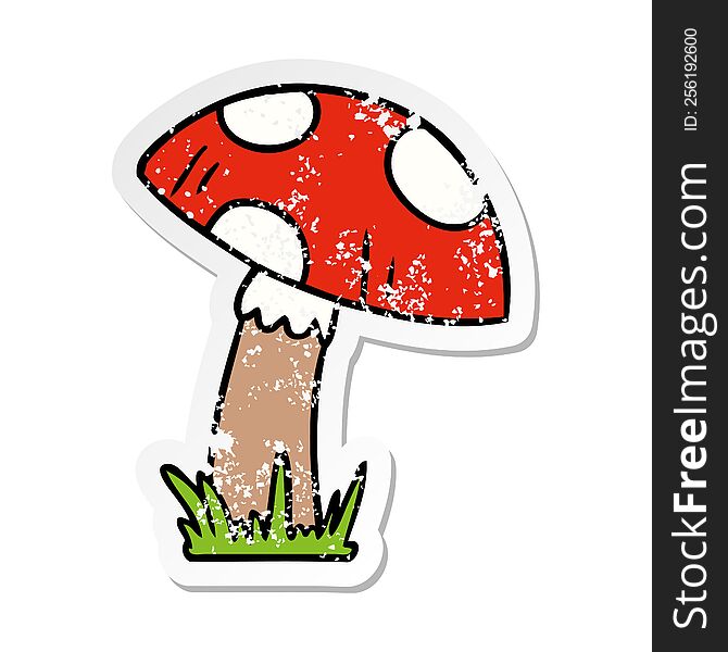 hand drawn distressed sticker cartoon doodle of a toad stool