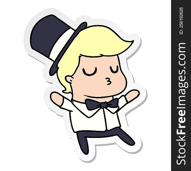 freehand drawn sticker cartoon of kawaii cute prom boy