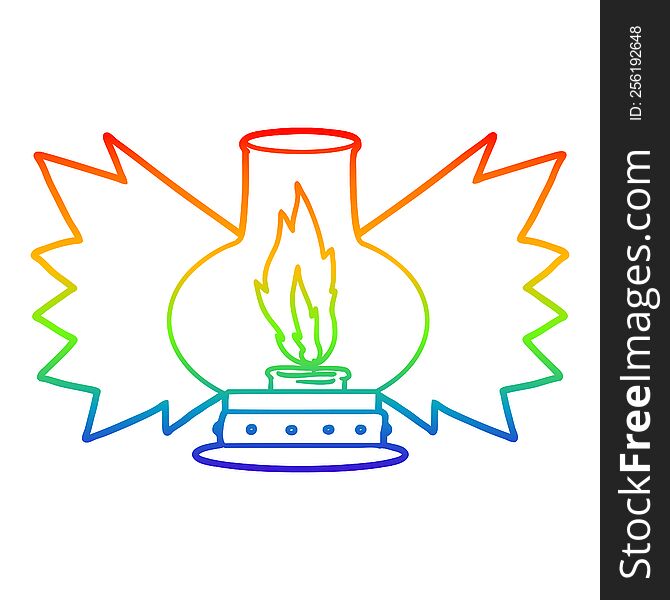 rainbow gradient line drawing of a cartoon lantern