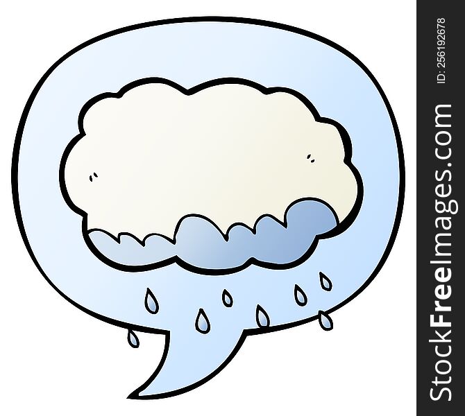 Cartoon Rain Cloud And Speech Bubble In Smooth Gradient Style