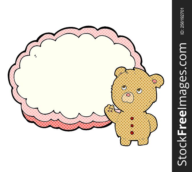 cartoon teddy bear with text space cloud