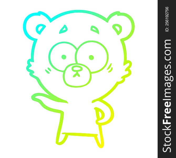 cold gradient line drawing of a anxious bear cartoon