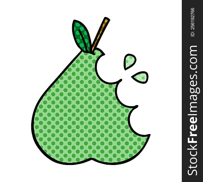 comic book style cartoon of a green pear