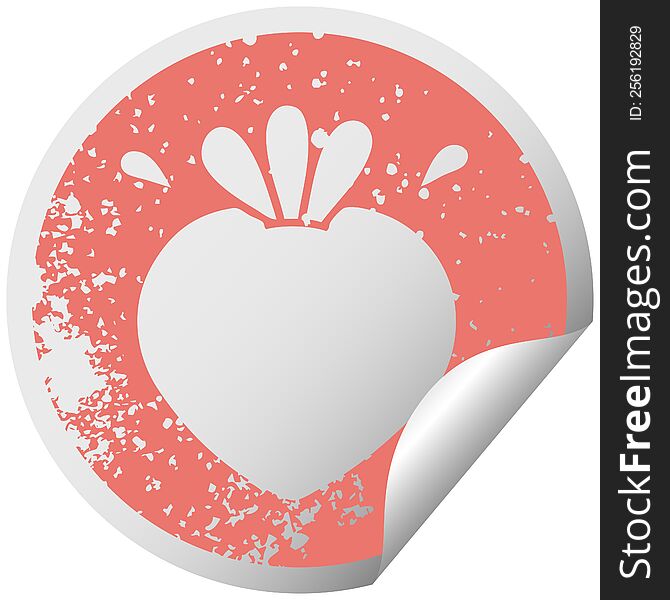 Distressed Circular Peeling Sticker Symbol Strawberry