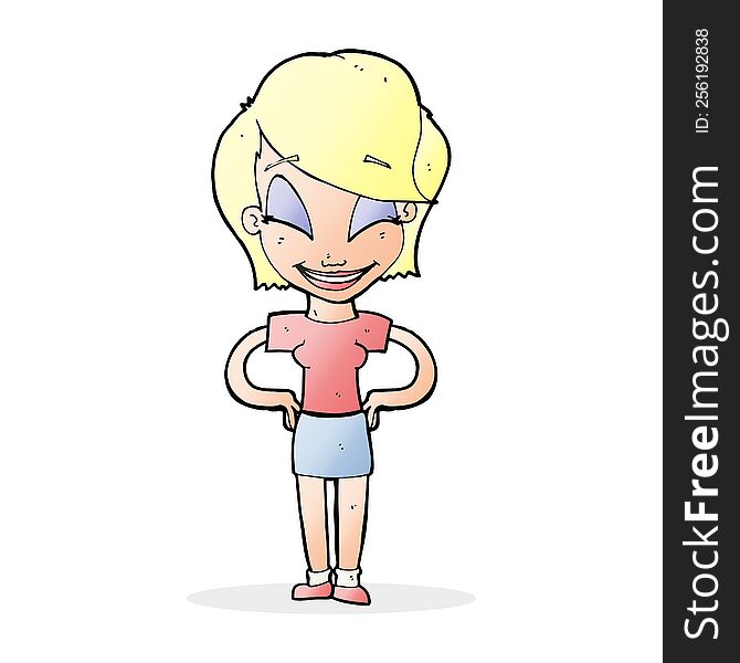 cartoon woman with hands on hips