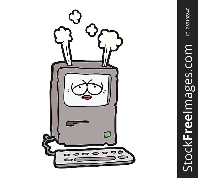cartoon tired computer overheating. cartoon tired computer overheating