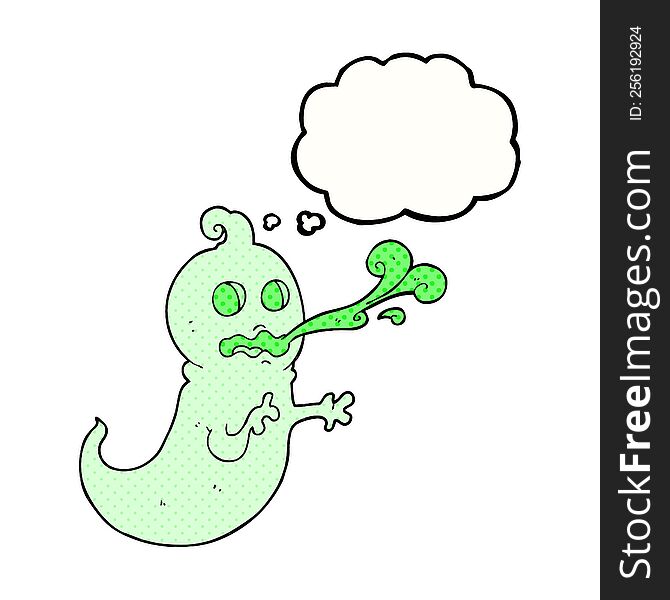 freehand drawn thought bubble cartoon slimy ghost