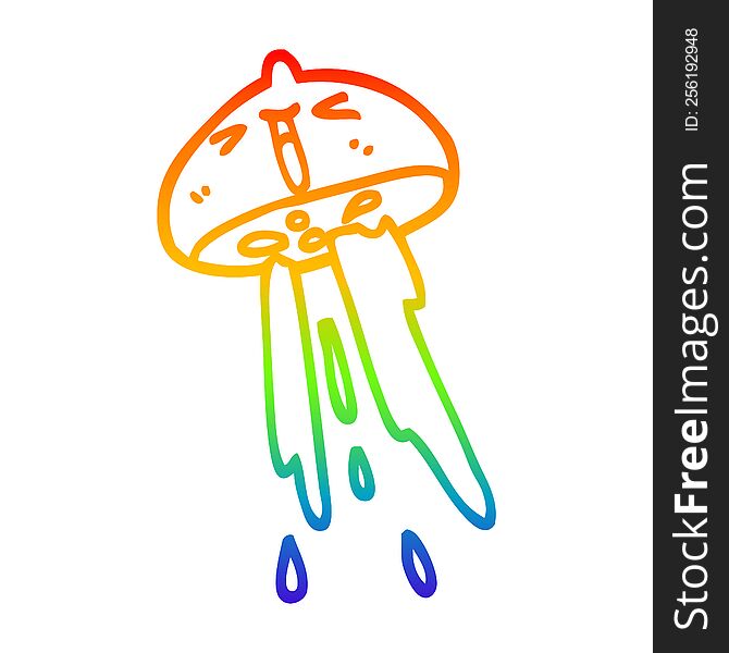 Rainbow Gradient Line Drawing Cartoon Squirting Lemon