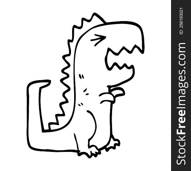 line drawing cartoon roaring t rex