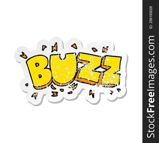 Retro Distressed Sticker Of A Cartoon Buzz Symbol