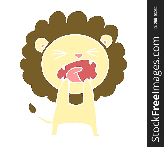 Flat Color Style Cartoon Angry Lion