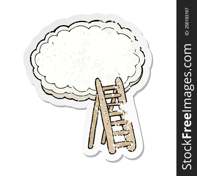 retro distressed sticker of a cartoon ladder to heaven