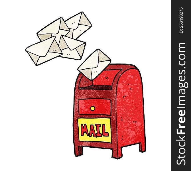 freehand textured cartoon mail box
