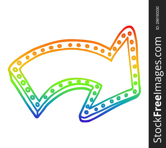 Rainbow Gradient Line Drawing Cartoon Lit Up Sign