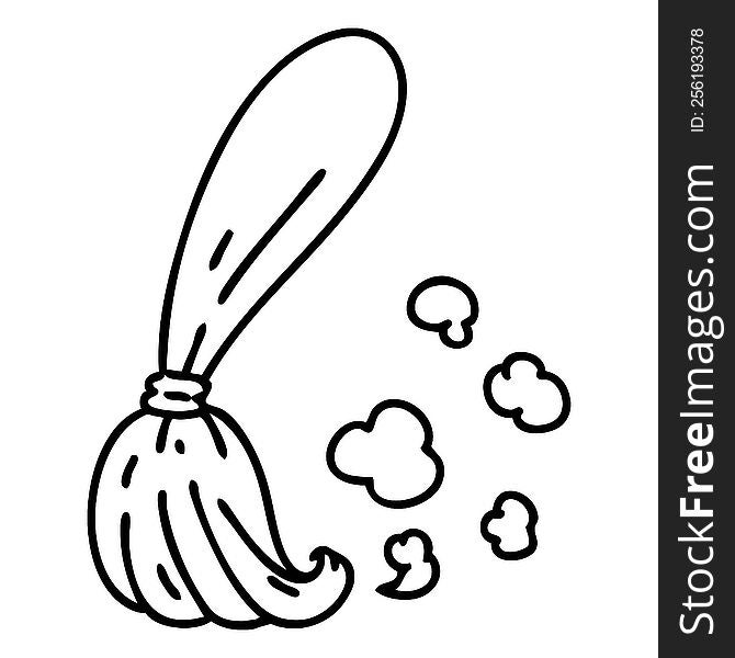 line doodle of a traditional broom stick