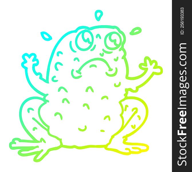 Cold Gradient Line Drawing Cartoon Nervous Toad