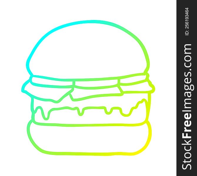cold gradient line drawing of a stacked burger