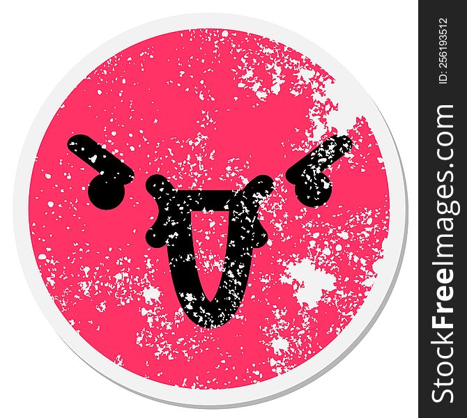 evil mean face circular sticker